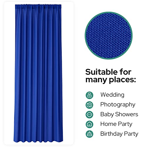 HOMEIDEAS 10ft x 10ft Backdrop Curtains for Parties 2 Panels Royal Blue Photo Background Curtains,Polyester Rod Pocket Drapes for Wedding Birthday Decorations