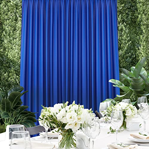 HOMEIDEAS 10ft x 10ft Backdrop Curtains for Parties 2 Panels Royal Blue Photo Background Curtains,Polyester Rod Pocket Drapes for Wedding Birthday Decorations