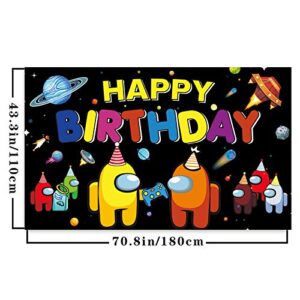 Among Us Birthday Decoration-Among Us Game Background Banner for Men Boy Kids’ Game Theme Birthday Party Decoration (5x3ft)