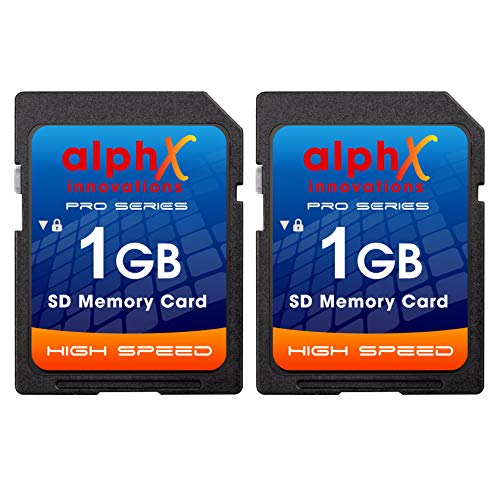 AlphX 1gb SD Secure Digital Memory Cards, Pack of 2 - Compatible with Canon Nikon Sony Pentax Kodak Olympus Panasonic and All Digital Cameras