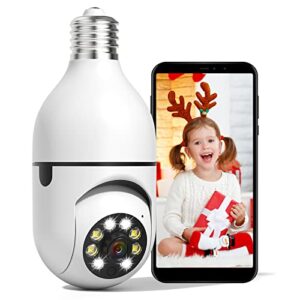 light bulb security camera, hd 1080p 3mp wireless indoor ip dome camera 355 °pan/tilt 2.4ghz wifi smart camera surveillance, night vision, human motion detection, two-way-talk(5g wifi not support)
