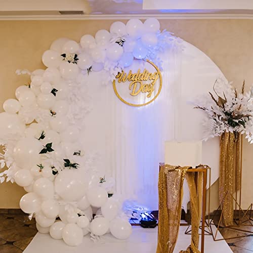 WENMER White Round Backdrop Cover, 6.5 x 6.5ft White Circle Backdrop Background Cover, Cotton-Polyester Blended Fabric Photo Backdrop for Photography Banquet Birthday Bridal Shower Party Wedding Decor