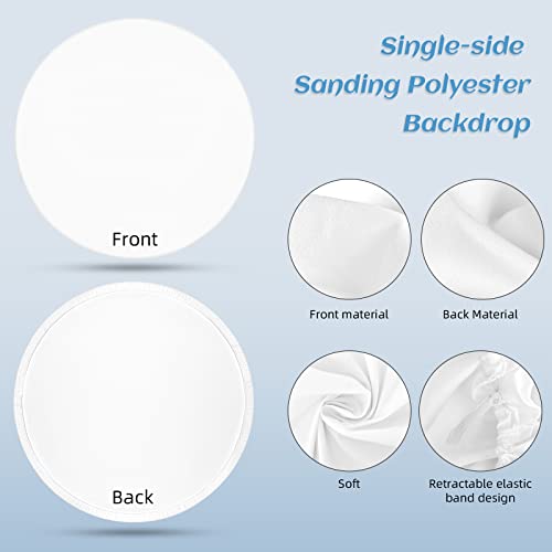 WENMER White Round Backdrop Cover, 6.5 x 6.5ft White Circle Backdrop Background Cover, Cotton-Polyester Blended Fabric Photo Backdrop for Photography Banquet Birthday Bridal Shower Party Wedding Decor