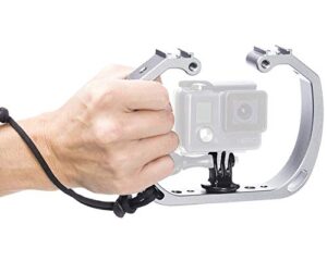 movo gb-u70 underwater diving rig for gopro hero with cold shoe mounts, wrist strap – works with hero3, hero4, hero5, hero6, hero7, hero8, osmo action cam – perfect scuba gear gopro accessory
