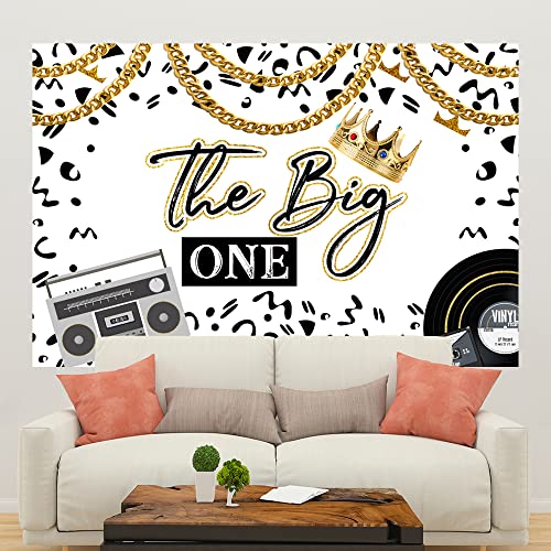 5×3ft Hip Hop Boys 1st Birthday Backdrop Our Notorious is The Big One Theme Party Banner Wall Decorations Old School Hip Hop Crown First Biggie Background Props