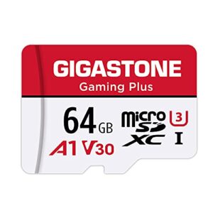 gigastone 64gb micro sd card, gaming plus, nintendo-switch compatible, high speed 90mb/s, 4k uhd video recording, micro sdxc uhs-i a1 v30 u1 class 10