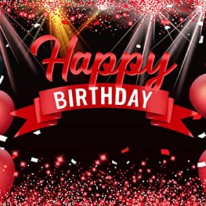 AIIKES 7X5FT Happy Birthday Backdrop Red Glitter Balloons for Girls Women Photography Backdrop Birthday Party Decorations Backdrop Photo Studio Props 12-410