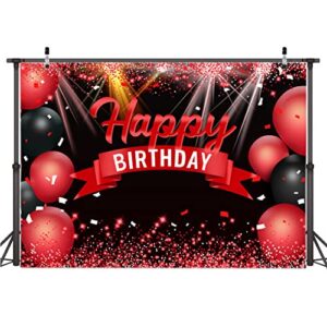 AIIKES 7X5FT Happy Birthday Backdrop Red Glitter Balloons for Girls Women Photography Backdrop Birthday Party Decorations Backdrop Photo Studio Props 12-410