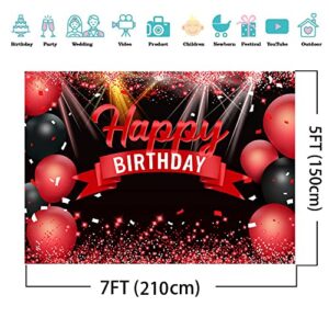 AIIKES 7X5FT Happy Birthday Backdrop Red Glitter Balloons for Girls Women Photography Backdrop Birthday Party Decorations Backdrop Photo Studio Props 12-410