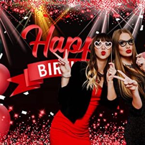 AIIKES 7X5FT Happy Birthday Backdrop Red Glitter Balloons for Girls Women Photography Backdrop Birthday Party Decorations Backdrop Photo Studio Props 12-410