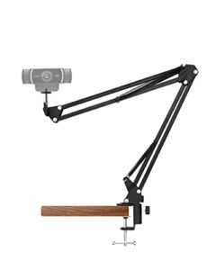 boseen webcam stand desk mount – suspension boom scissor arm webcam holder with desk clamp mount for logitech webcam c920 c922 c922x c920s c930e c930 c615 brio 4k and other devices with 1/4″ thread