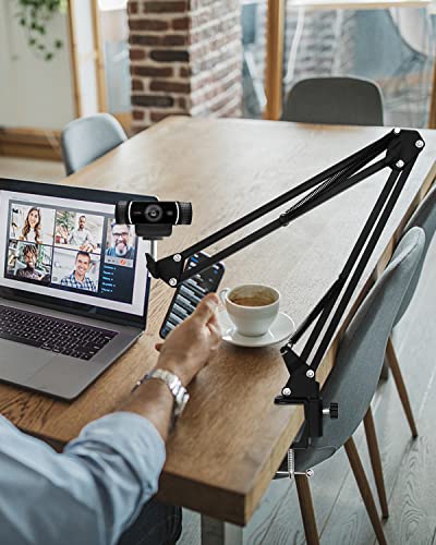 Boseen Webcam Stand Desk Mount - Suspension Boom Scissor Arm Webcam Holder with Desk Clamp Mount for Logitech Webcam C920 C922 C922x C920S C930e C930 C615 Brio 4K and Other Devices with 1/4" Thread