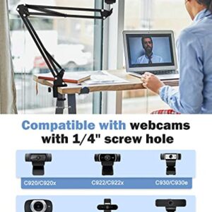 Boseen Webcam Stand Desk Mount - Suspension Boom Scissor Arm Webcam Holder with Desk Clamp Mount for Logitech Webcam C920 C922 C922x C920S C930e C930 C615 Brio 4K and Other Devices with 1/4" Thread