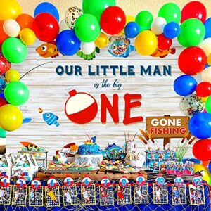 JeVenis Ofishally One Party Decoration The Big One Party Decoration Ofishally One Banner The Big One Backdrop Gone Fishing Party Decoration Little Fisherman Party Decoration