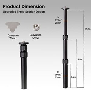 Nycetek 3 Section Tripod Extension Arm, 18" Super Sturdy Aluminium Tripod Extension Tube with 1/4” to 3/8” Screw, Tripod Extender Rod with Locking System for Tripod/DSLR Camera, Max Load 11lb