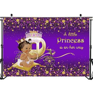 Mocsicka Princess Baby Shower Backdrop Little Princess Girl Baby Shower Party Decorations Backdrops Glitter Purple Baby Shower Carriage Photography Background