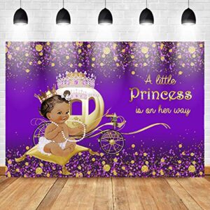 Mocsicka Princess Baby Shower Backdrop Little Princess Girl Baby Shower Party Decorations Backdrops Glitter Purple Baby Shower Carriage Photography Background