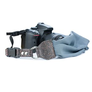 sugelary camera shoulder neck strap, vintage fabric satin scarf camera strap for all dslr camera nikon canon sony pentax (grey)