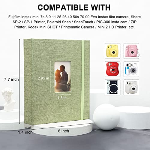 Vienrose Mini Polaroid Photo Album Book 208 Pocket 2x3 Inch Pictures for Fujifilm Instax Mini 7s 8 9 11 25 26 40 50s 90 Evo Z2300 Instant Camera, Polaroid Snap Green 1 Pack