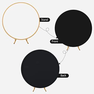 7.2ft Black Round Backdrop Cover Suitable for 7ft/7.2ft Circle Stand,Polyester Pure Black Birthday Party Wedding Photography Circle Arch Backdrop Cover