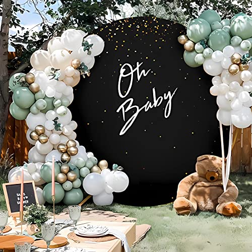 7.2ft Black Round Backdrop Cover Suitable for 7ft/7.2ft Circle Stand,Polyester Pure Black Birthday Party Wedding Photography Circle Arch Backdrop Cover