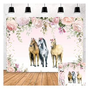 pink flower countryside west cowboy cowgirl horse party photo backdrops 5x3ft children boy or princess girl birthday photography background baby shower party supplies banner cake table decor vinyl
