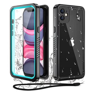 wifort iphone 11 waterproof case – built-in screen protector water resistant cover protective drop protection hard, shockproof full body defender tough military grade – 6.1″ teal