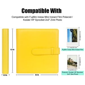 256 Pockets Photo Album for Fujifilm Instax Mini 11 12 9 7+ 40 Evo Liplay 90 8 Instant Camera/Mini Link SP-1 Printer, Photo Album for Polaroid Zink 2x3" Photo/Mint Zip Instant Camera Printer (Yellow)