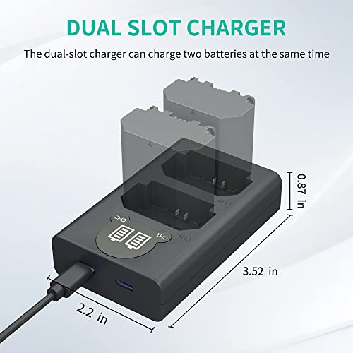 NP-FZ100 Camera Battery Charger, LP Dual USB Charger with LCD Display, Compatible with Sony A6600 A9 A9R A9S A9II A7C A7S A7SIII A7III A7RIII A7RIV A7IV Cameras, Charging Station for Sony NP-FZ100