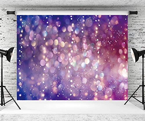 WR Purple Light Spots Backdrop Dreamy Glitter Dots Halos Photography Background Girl Birthday Party Baby Shower Decor Banner Video Photo Studio Props, 7x5FT(width 210cm x Height 150cm)