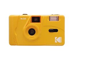 kodak m35 35mm film camera (yellow) – focus free, reusable, built in flash, easy to use