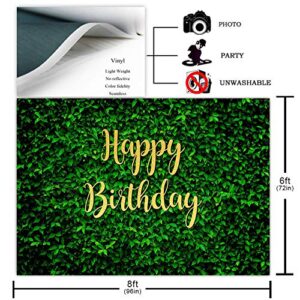 Avezano Green Leaves Happy Birthday Backdrop for Jungle Safari Party Decorations Photography Background Nature Green Rustic Lawn Leaves Birthday Party Photoshoot Photobooth (8x6ft)