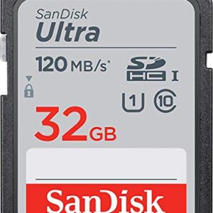 SanDisk 32GB SDHC SD Ultra Memory Card (Two Pack) Works with Canon EOS Rebel T7, Rebel T6, 77D Digital Camera Class 10 (SDSDUN4-032G-GN6IN) Bundle with (1) Everything But Stromboli Combo Card Reader