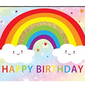 Rainbow Birthday Backdrops for Girls Bokeh Happy Birthday Party Decoration Supplies Kids Rainbow Clouds Cake Table Banner Photo Studio Props 5x3ft