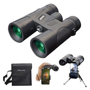 12×42 hd binoculars for adults with phone adapter and foldable tripod waterproof compact binoculars with large view clear low light vision high power binocular for hunting bird watching camping travel