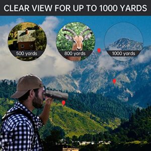 12x42 HD Binoculars for Adults with Phone Adapter and Foldable Tripod Waterproof Compact Binoculars with Large View Clear Low Light Vision High Power Binocular for Hunting Bird Watching Camping Travel