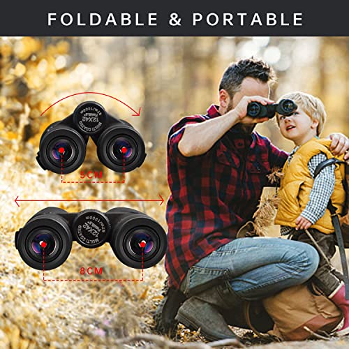 12x42 HD Binoculars for Adults with Phone Adapter and Foldable Tripod Waterproof Compact Binoculars with Large View Clear Low Light Vision High Power Binocular for Hunting Bird Watching Camping Travel