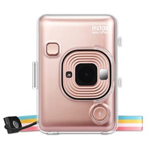 fintie protective clear case for fujifilm instax mini liplay hybrid instant film camera- crystal hard cover with precise cutout