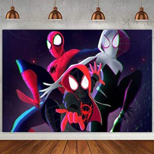 spider hero party background miles morales parallel universe childrens birthday party photo backdrop background baby shower photography banner decoration 5x3ft