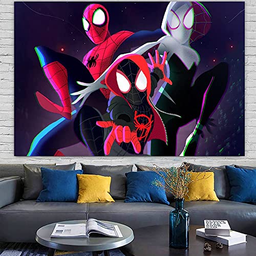 Spider Hero Party Background Miles Morales Parallel Universe Childrens Birthday Party Photo Backdrop Background Baby Shower Photography Banner Decoration 5X3FT