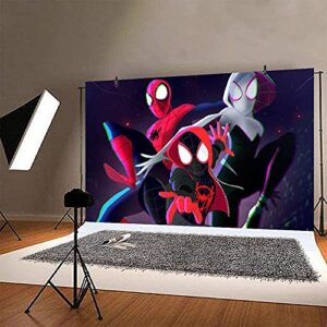 Spider Hero Party Background Miles Morales Parallel Universe Childrens Birthday Party Photo Backdrop Background Baby Shower Photography Banner Decoration 5X3FT