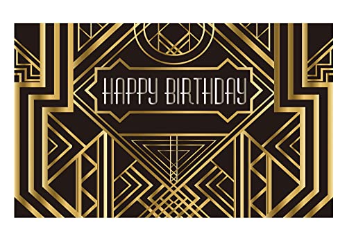 Allenjoy Gatsby Themed Backdrop for Wedding Party Decoration Black and Gold Roaring 20s Art Decor 1920s Happy Birthday Children Supplies Photography Pictures Photo Studio Booth