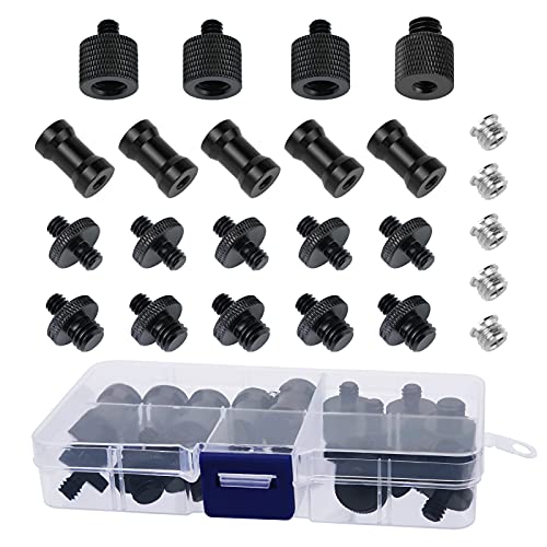 24 Pcs Camera Screw Adapter 1/4 to 1/4 and 1/4 to 3/8 Tripod Mount Converter Set for Camera Mount, Monopod, Ballhead, Flash Light Stand Frgyee