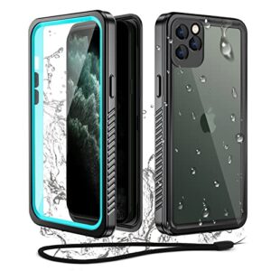 wifort iphone 11 pro waterproof case built-in screen protector water resistant cover protective drop protection hard, shockproof full body defender tough military grade – 5.8″ teal