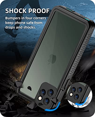 WIFORT iPhone 11 Pro Waterproof Case Built-in Screen Protector Water Resistant Cover Protective Drop Protection Hard, Shockproof Full Body Defender Tough Military Grade - 5.8" Teal