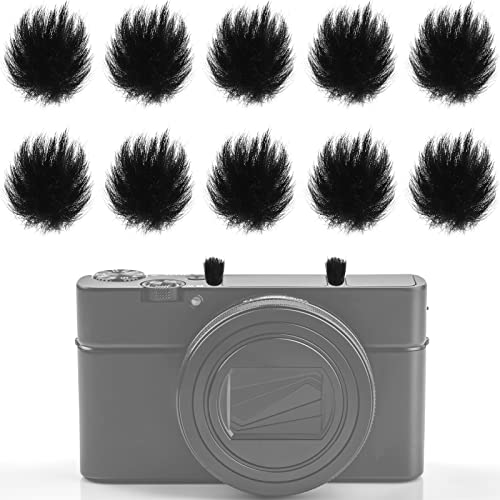 Nezyo 10 Pcs Camera Mic Windscreen Wind Muff Built in Microphone Camera Mic Muff Compatible with DSLRs Mic Outdoor Windshield and 20 Pcs Camera Wind Muff Sticker, Black, 0.24 x 0.24 Inch