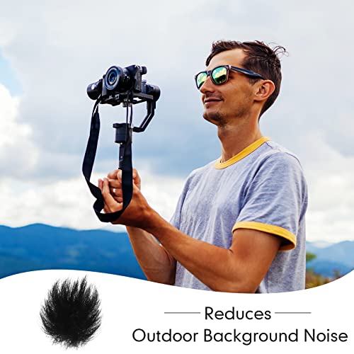 Nezyo 10 Pcs Camera Mic Windscreen Wind Muff Built in Microphone Camera Mic Muff Compatible with DSLRs Mic Outdoor Windshield and 20 Pcs Camera Wind Muff Sticker, Black, 0.24 x 0.24 Inch