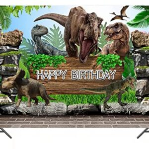 MECOLO 7x5ft Dinosaur Theme Backdrops Jungle Park Boy Kids Birthday Party Photography Background for Baby Shower Cake Table Decoration Photo Party Supplies Banner