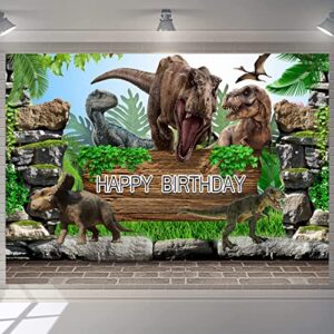 MECOLO 7x5ft Dinosaur Theme Backdrops Jungle Park Boy Kids Birthday Party Photography Background for Baby Shower Cake Table Decoration Photo Party Supplies Banner