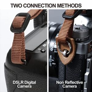 Light Green Camera Strap - Double Layer top-grain Cowhide Ends,1.5"Wide Pure Cotton Woven Camera Strap,Adjustable Universal Neck & Shoulder Strap for All DSLR Cameras,Great Gift for Photographers
